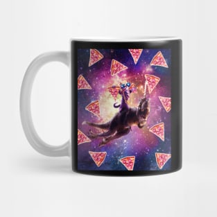 Thug Space Cat On Dinosaur Unicorn - Pizza Mug